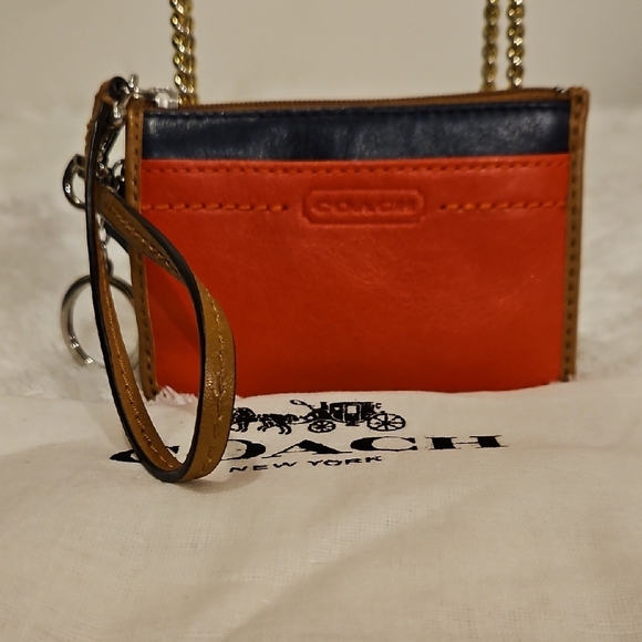 Coach Handbags - Coach Red and Blue Wristlet , Dust Bag EUC